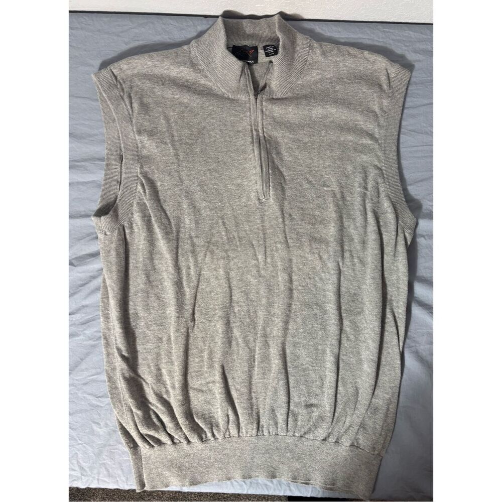 Greg Norman Golf Sleeveless Vest Large 1/4 Zip Grey Gray Pullover Golfer Light